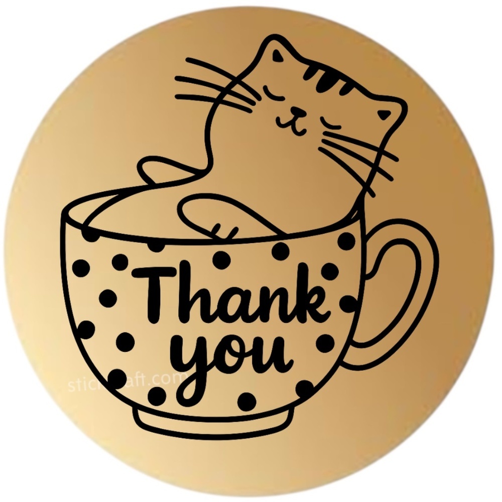 Thank You Cat Stickers Labels Boutique Packaging Thank You Seals - Picture 9 of 14